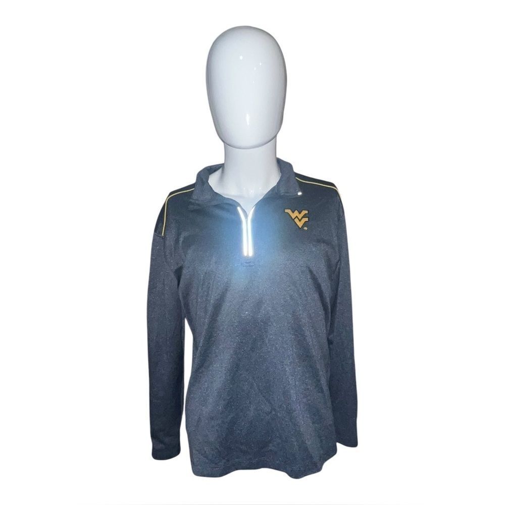 Crable Mens Blue West Virginia Mountaineers Logo Quarter-Zip Pullover Medium EUC